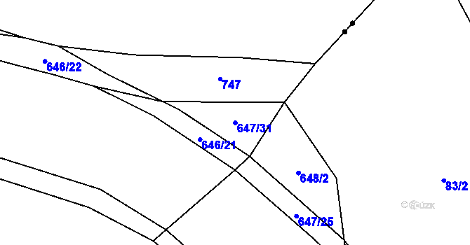 Parcela st. 647/31 v KÚ Nemošice, Katastrální mapa