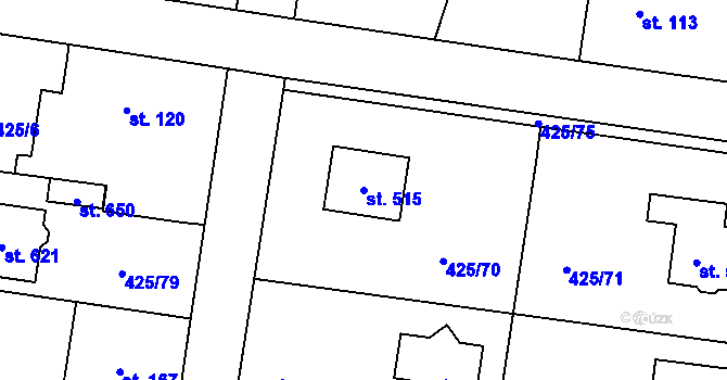 Parcela st. 515 v KÚ Nemošice, Katastrální mapa