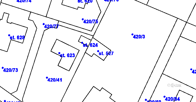 Parcela st. 527 v KÚ Nemošice, Katastrální mapa