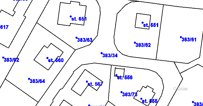 Parcela st. 383/34 v KÚ Nemošice, Katastrální mapa