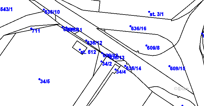 Parcela st. 609/13 v KÚ Nemošice, Katastrální mapa