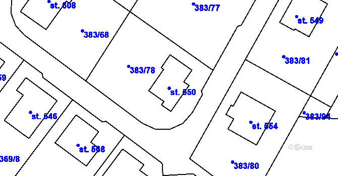 Parcela st. 550 v KÚ Nemošice, Katastrální mapa