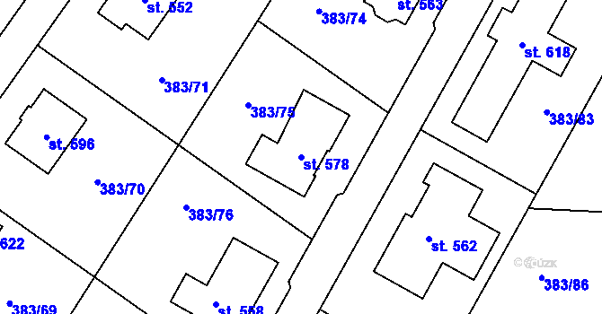 Parcela st. 578 v KÚ Nemošice, Katastrální mapa