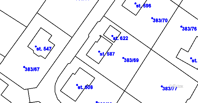 Parcela st. 587 v KÚ Nemošice, Katastrální mapa