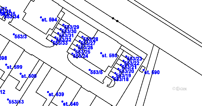 Parcela st. 595 v KÚ Nemošice, Katastrální mapa