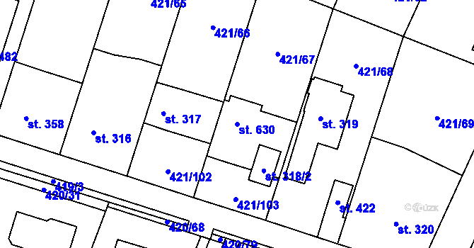 Parcela st. 630 v KÚ Nemošice, Katastrální mapa