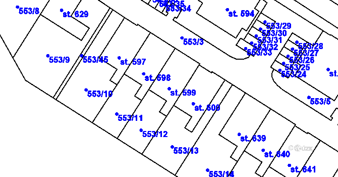 Parcela st. 599 v KÚ Nemošice, Katastrální mapa