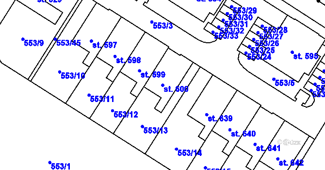 Parcela st. 600 v KÚ Nemošice, Katastrální mapa