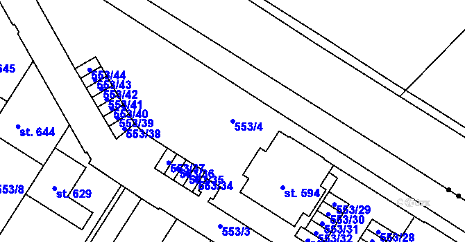 Parcela st. 553/4 v KÚ Nemošice, Katastrální mapa