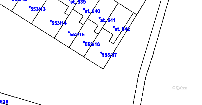 Parcela st. 553/17 v KÚ Nemošice, Katastrální mapa