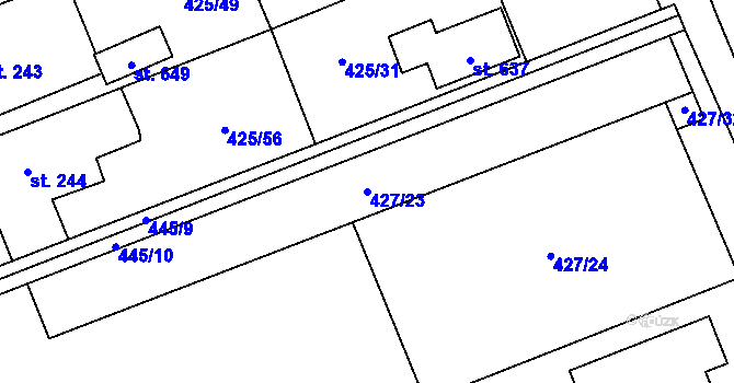 Parcela st. 427/23 v KÚ Nemošice, Katastrální mapa