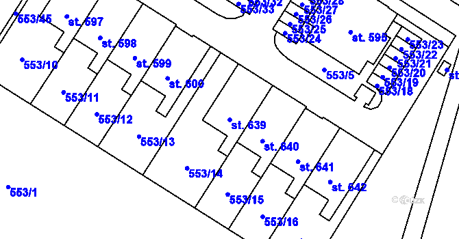 Parcela st. 639 v KÚ Nemošice, Katastrální mapa