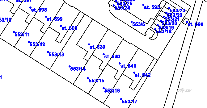 Parcela st. 640 v KÚ Nemošice, Katastrální mapa