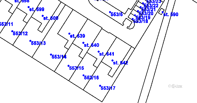 Parcela st. 641 v KÚ Nemošice, Katastrální mapa