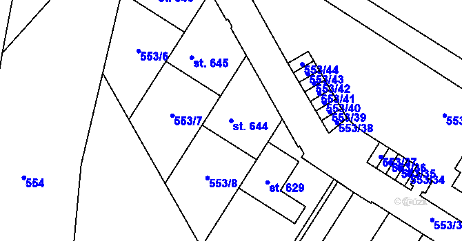 Parcela st. 644 v KÚ Nemošice, Katastrální mapa