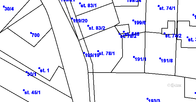 Parcela st. 78/1 v KÚ Nemošice, Katastrální mapa