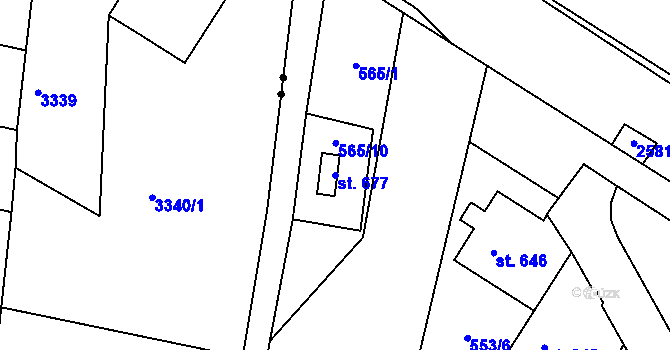 Parcela st. 677 v KÚ Nemošice, Katastrální mapa