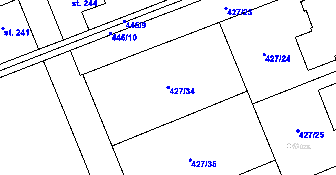 Parcela st. 427/34 v KÚ Nemošice, Katastrální mapa