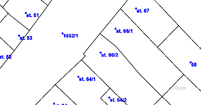 Parcela st. 66/2 v KÚ Nemotice, Katastrální mapa