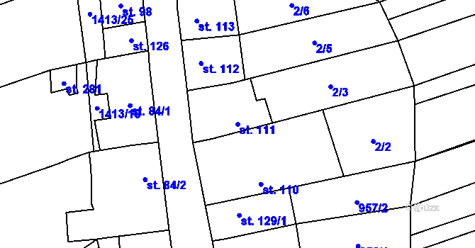 Parcela st. 111 v KÚ Nemotice, Katastrální mapa
