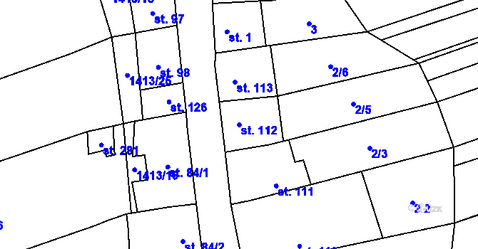 Parcela st. 112 v KÚ Nemotice, Katastrální mapa