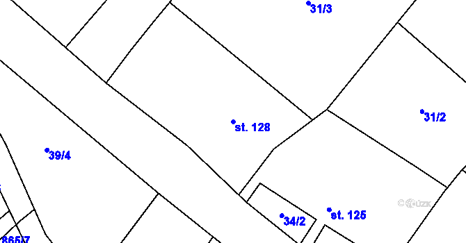 Parcela st. 128 v KÚ Nemotice, Katastrální mapa