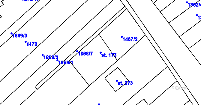 Parcela st. 173 v KÚ Nemotice, Katastrální mapa