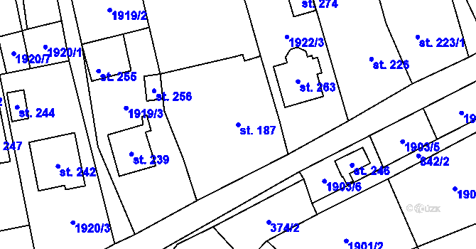 Parcela st. 187 v KÚ Nemotice, Katastrální mapa