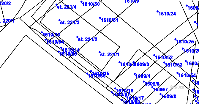 Parcela st. 221/1 v KÚ Nemotice, Katastrální mapa