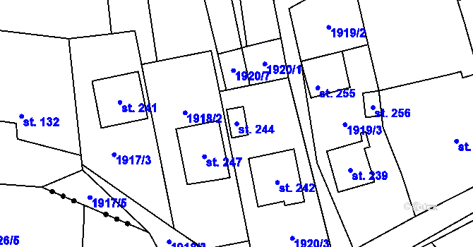 Parcela st. 244 v KÚ Nemotice, Katastrální mapa