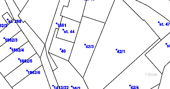 Parcela st. 42/3 v KÚ Nemotice, Katastrální mapa