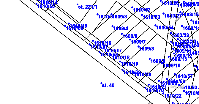 Parcela st. 1610/68 v KÚ Nemotice, Katastrální mapa