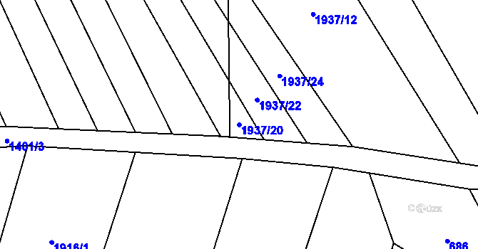 Parcela st. 1937/20 v KÚ Nemotice, Katastrální mapa