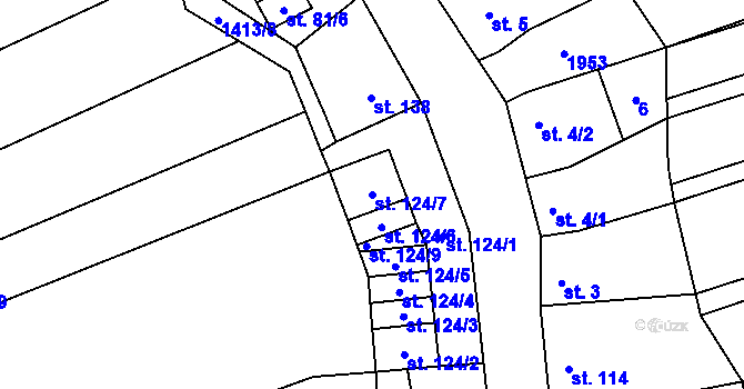 Parcela st. 124/7 v KÚ Nemotice, Katastrální mapa
