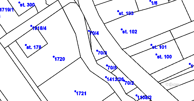 Parcela st. 70/3 v KÚ Nemotice, Katastrální mapa