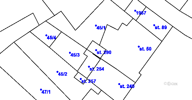 Parcela st. 290 v KÚ Nemotice, Katastrální mapa