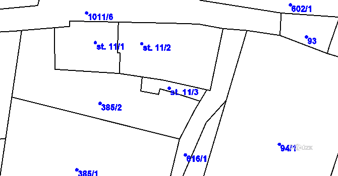 Parcela st. 11/3 v KÚ Nemyčeves, Katastrální mapa