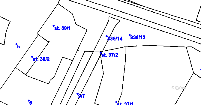 Parcela st. 37/2 v KÚ Nemyčeves, Katastrální mapa