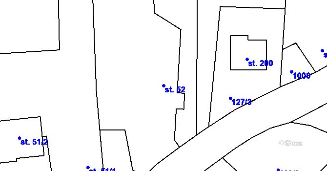 Parcela st. 52 v KÚ Nemyčeves, Katastrální mapa