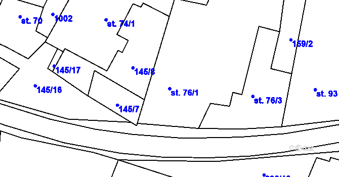 Parcela st. 76/1 v KÚ Nemyčeves, Katastrální mapa
