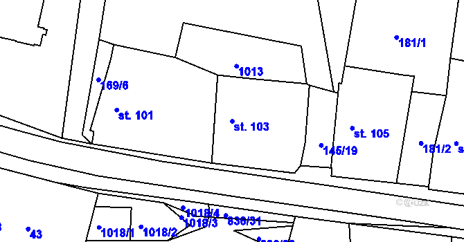 Parcela st. 103 v KÚ Nemyčeves, Katastrální mapa