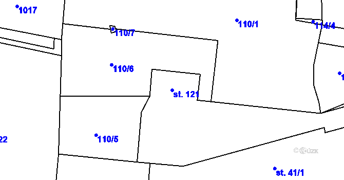 Parcela st. 121 v KÚ Nemyčeves, Katastrální mapa