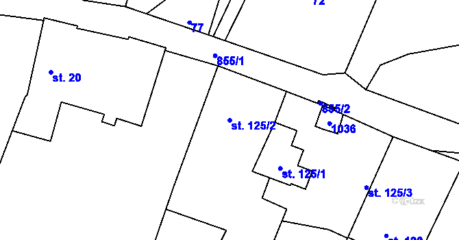 Parcela st. 125/2 v KÚ Nemyčeves, Katastrální mapa