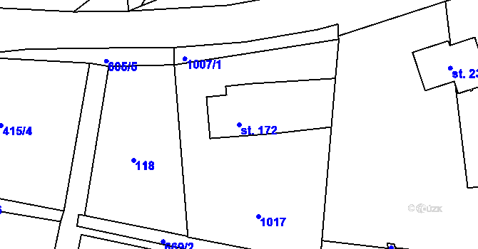 Parcela st. 172 v KÚ Nemyčeves, Katastrální mapa