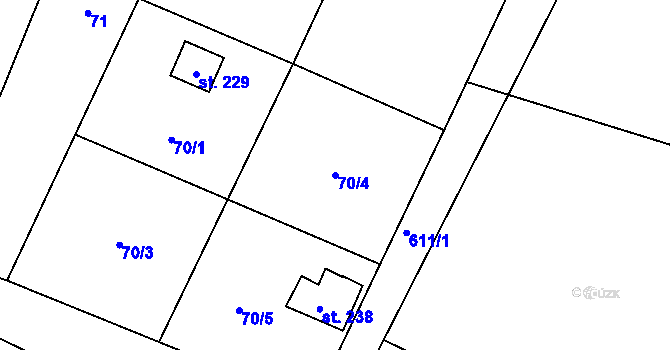 Parcela st. 70/4 v KÚ Nemyčeves, Katastrální mapa