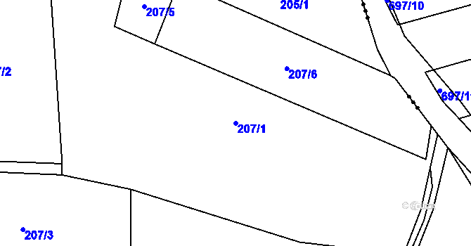 Parcela st. 207/1 v KÚ Nemyčeves, Katastrální mapa
