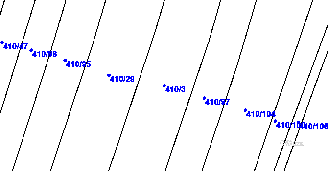 Parcela st. 410/3 v KÚ Nemyčeves, Katastrální mapa
