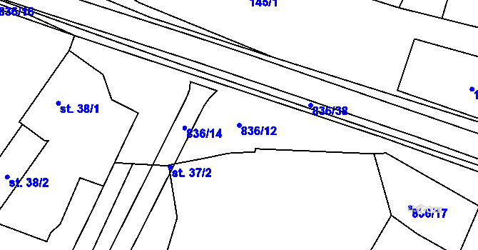 Parcela st. 836/12 v KÚ Nemyčeves, Katastrální mapa