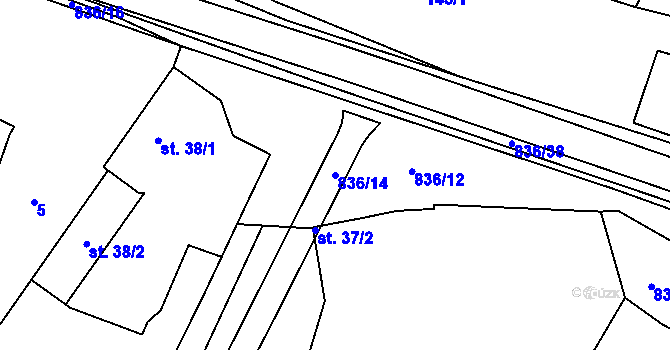 Parcela st. 836/14 v KÚ Nemyčeves, Katastrální mapa