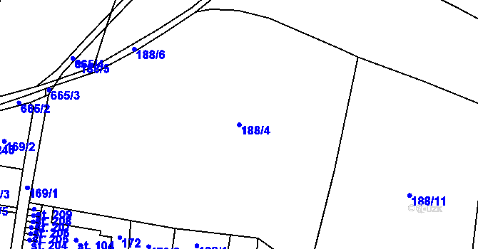 Parcela st. 188/4 v KÚ Nemyčeves, Katastrální mapa